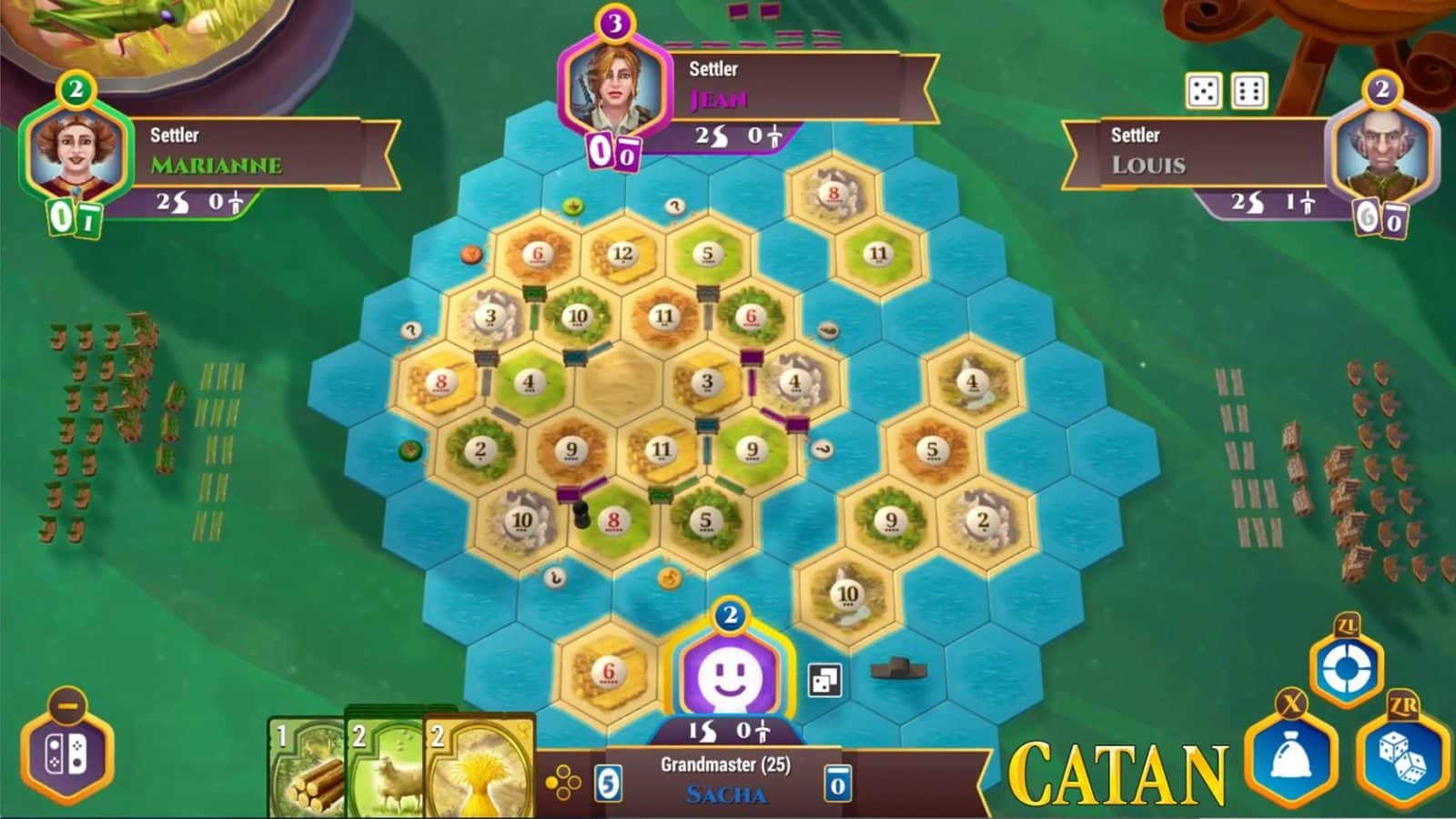 Spielbrett von CATAN auf der Nintendo Switch
