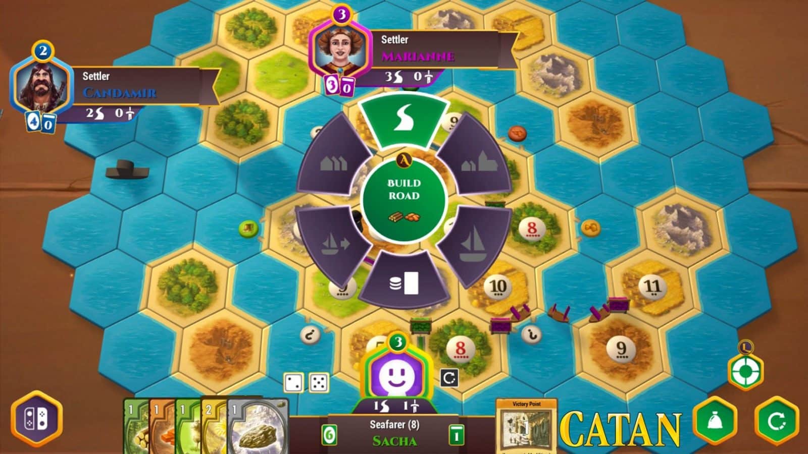 Spielszene aus CATAN für Nintendo Switch