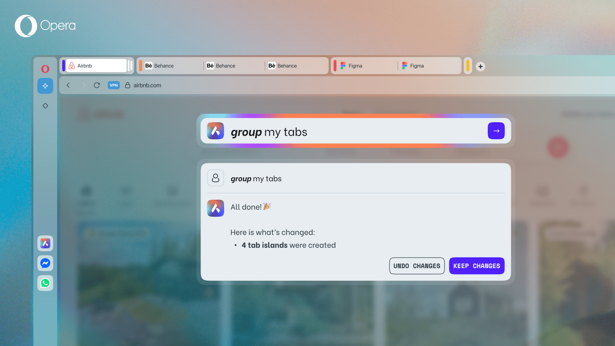 Opera One bekommt mit AI Tab Commands KI-Agenten zur Tab-Verwaltung 3 Opera AI Tab Commands Group Tabs