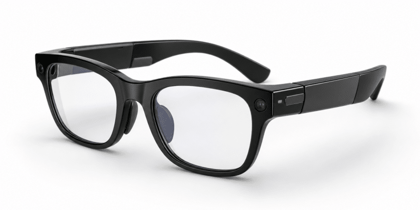 „KI-generiertes Konzeptbild möglicher Apple Smart Glasses – kein offizielles Produktbild"